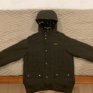 Barbour Olive Green Boys Hooded Raincoat XL 12/13